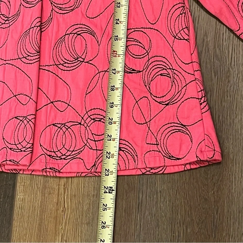 ANDRIA LIEU Francesca Jacket Sz Petite M Pink Black Embroidered Stretch‎ Buttons